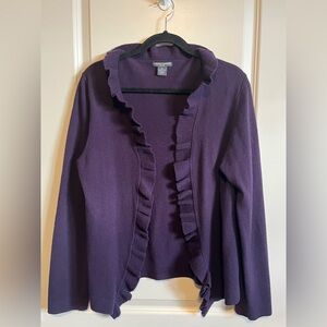Chelsea & Theodore Elegant Purple Drape Cardigan 100% Cashmere Size XL